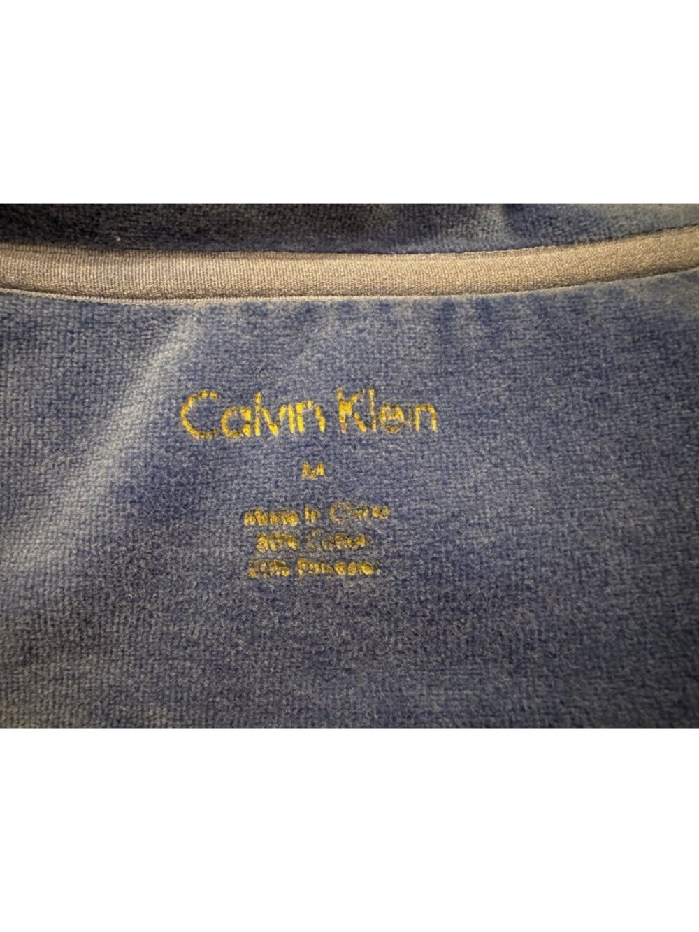 Calvin Klein Velvet Velour Striped Blue High Neck Vintage Jacket Full Zip Size M - Picture 7 of 9